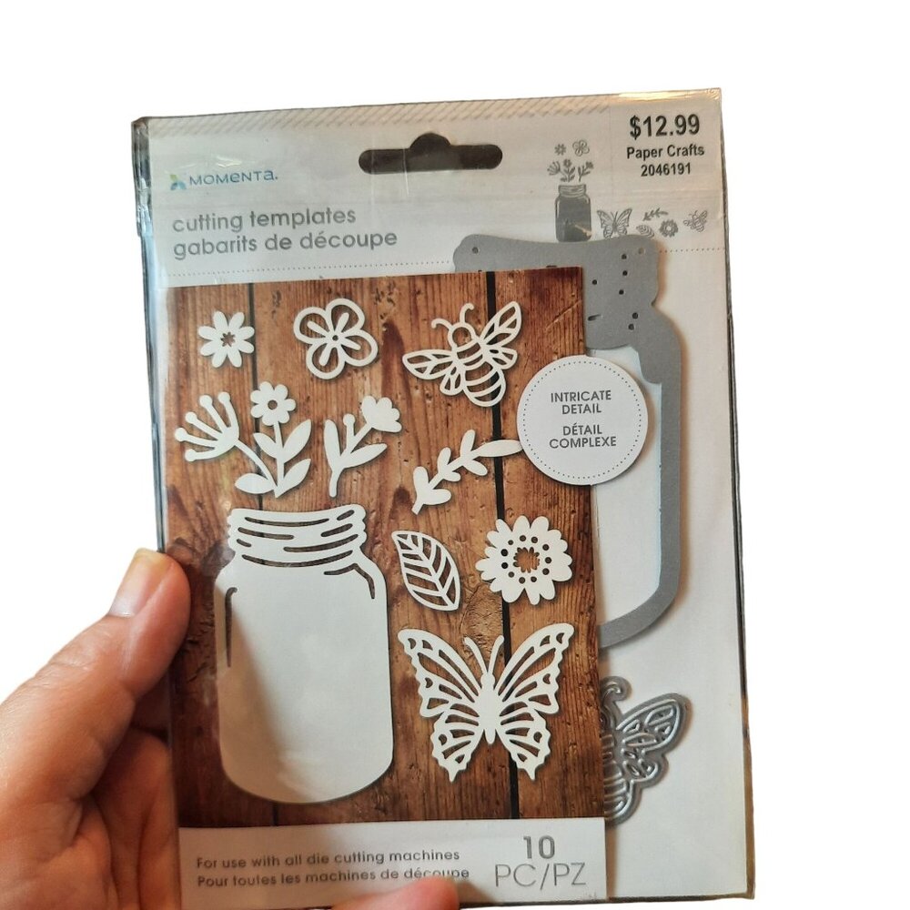 Momenta Mason Jar Butterfly Dies 10 pc Retired! Bee Flower Leaf